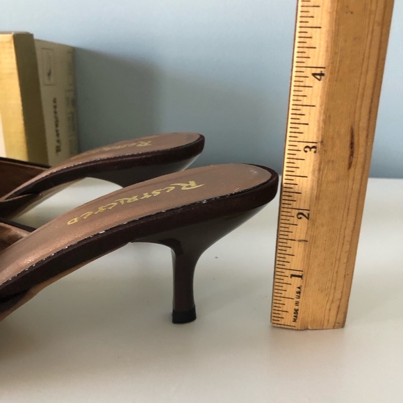 Restricted I Brown Sequin Kitten Heel Mules 8.5 - Picture 7 of 7
